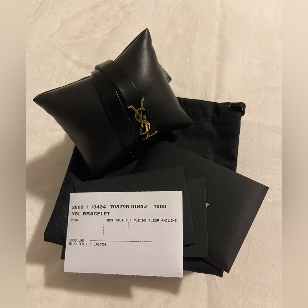 ❌SOLD❌NEW- 💯% Authentic YSL Opyum Double Wrap leather bracelet S-M